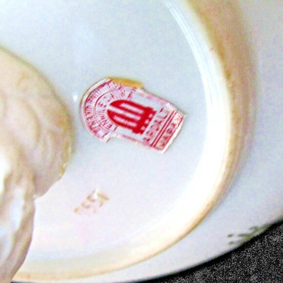 Antique ARDALT LENWILE Porcelain Cherub Figurine 2 Tier Compote 24K Gold Accents - Picture 11 of 13